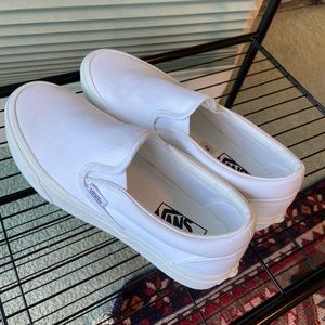Vans White Slip Ons